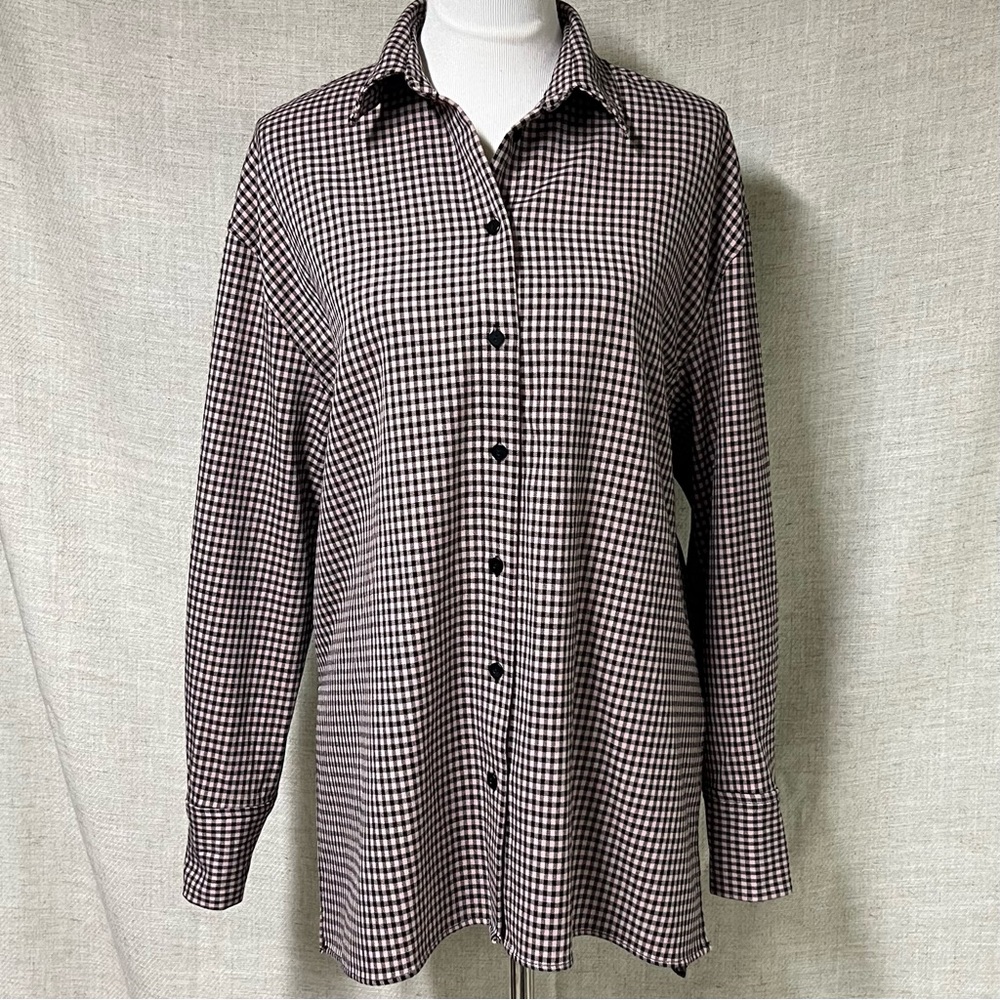 Zara pink and black checked shacket